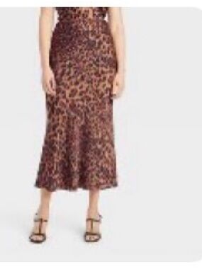 a new day Leopard Print Midi Skirt - Brown/Tan